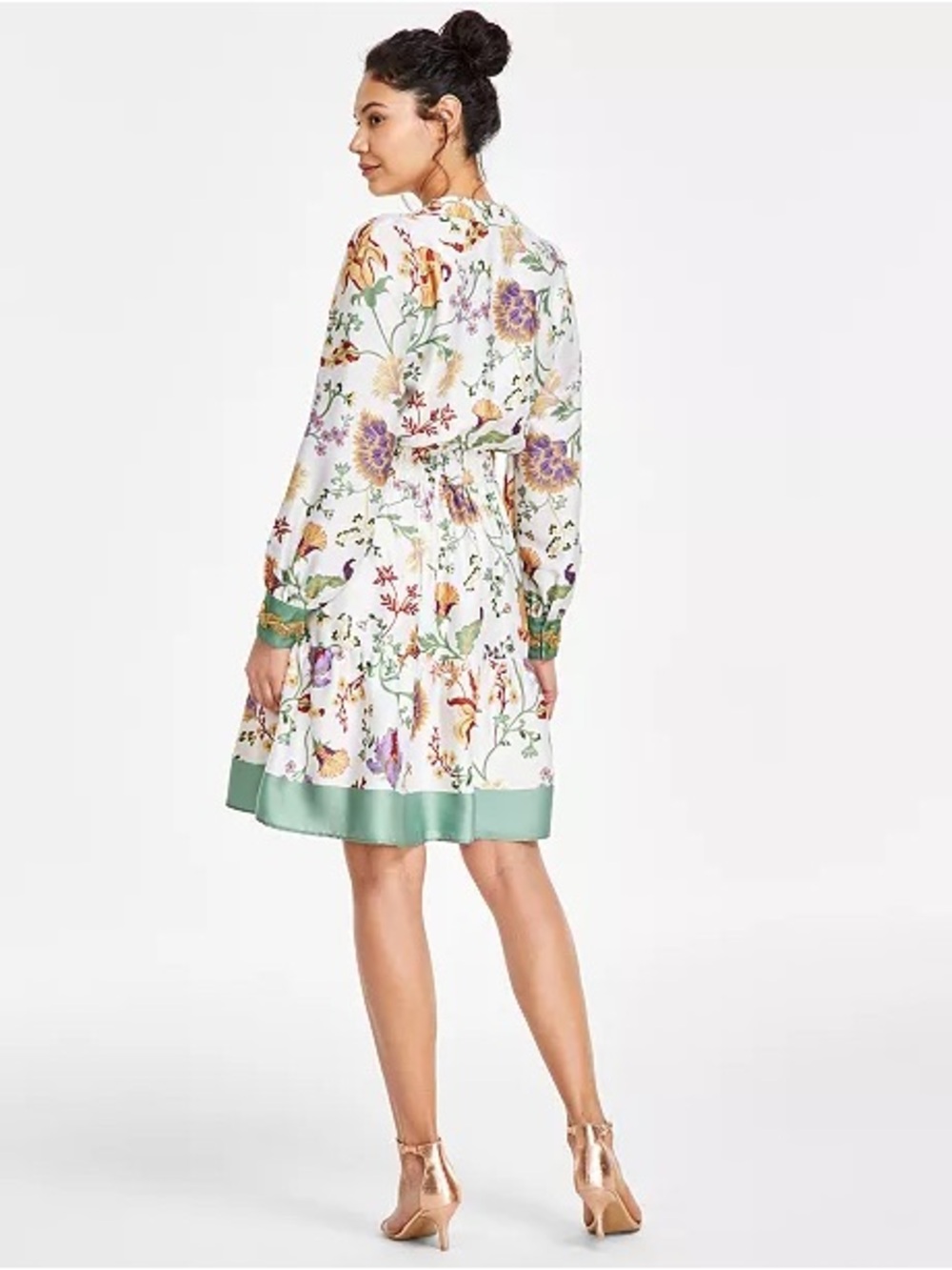 Anne Klein Floral Soft-V Tiered Fit & Flare Dress - Picture 2 of 10